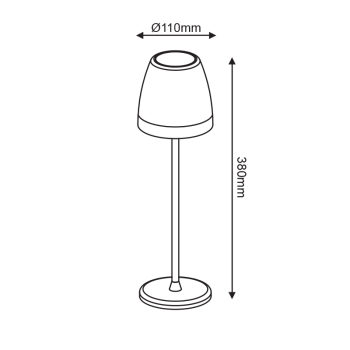 ^LED SMD TABLE BATTERY LUMINAIRE 2W 150LM 38° 3.000K DARK GREY CRI80 IP54