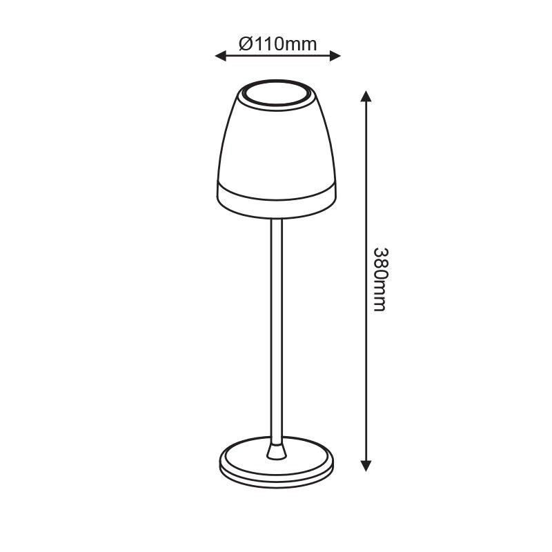 ^LED SMD TABLE BATTERY LUMINAIRE 2W 150LM 38° 3.000K DARK GREY CRI80 IP54