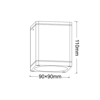 ^GU10  SQUARE CEILING LUMINAIRE 230V AC DARK GREY IP65 GU10 MAX.35W