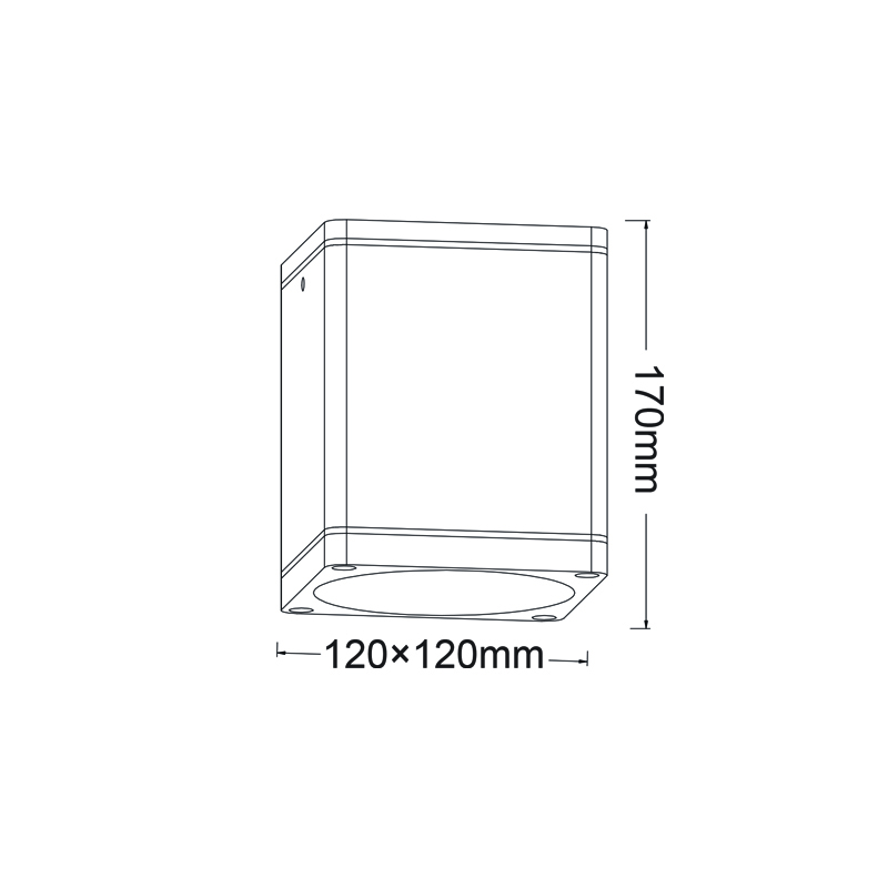 ^E27 PAR30 SQUARE  CEILING LUMINAIRE 230V AC MATT WHITE IP65 MAX.35W