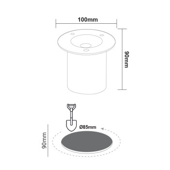 ^LED ROUND COB INGROUND SPOT LUMINAIRE 7W 450LM 3000K 45° 230V AC IP67 RA80 30000hrs