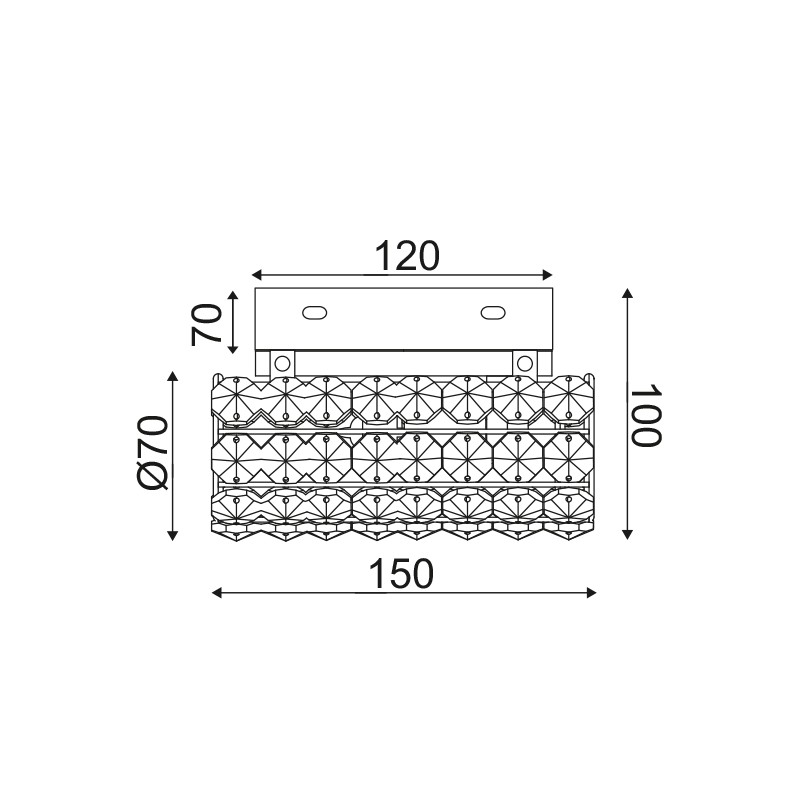 ^ΕΠΙΤΟΙΧΟ Φ/Σ 1ΧG9 ΚΡΥΣΤΑΛΛΟ+ΧΡΩΜΙΟ ΜΕΤΑΛΛΟ 15Χ10Χ7CM LIANNA