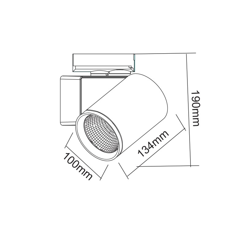WHITE LED TRACK LUMINAIRE 40W 3000K 1-PHASE 38° 4000LM 230V AC Ra80 WHITE LED TRACK LUMINAIRE 40W 3000K 1-PHASE 38° 4000LM 230V AC Ra80