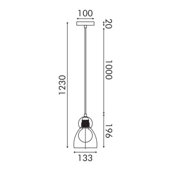 JULIETTE-ΦΩΤΙΣΤΙΚΟ ΚΡΕΜΑΣΤΟ ΜΑΥΡΟ ΓΥΑΛΙΝΟ ΣΥΜΒΑΤΙΚΟ ΙΡ20 1xΕ27 150xH1250mm