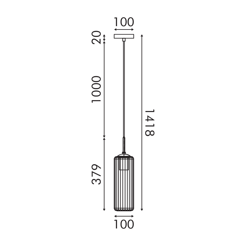 FAME-ΦΩΤΙΣΤΙΚΟ ΚΡΕΜΑΣΤΟ ΜΑΥΡΟ ΓΥΑΛΙΝΟ ΣΥΜΒΑΤΙΚΟ ΙΡ20 1xΕ27 150xH195mm