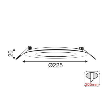 NETTO ROUND W REC. LED DIM SLIM PANEL 20W 4000K 1460Lm 230V Φ225
