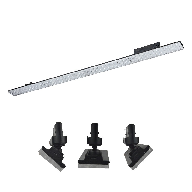 BLACK LED LINEAR MOVABLE TRACK LUMINAIRE 40W 4000K 3-PHASE 90° 5600LM 230V AC Ra90 L1144MM 5YRS 