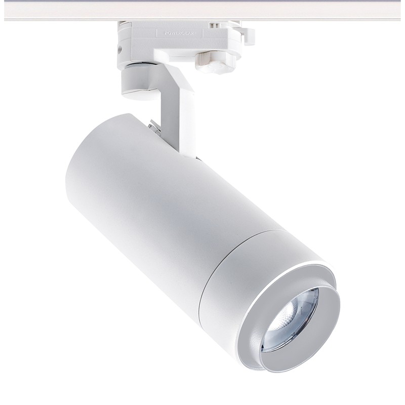 SAND WHITE LED ZOOMABLE TRACK LUMINAIRE 25W 4000K 3-PHASE 25-60° 3000LM MAX. 230V AC Ra80 5YRS