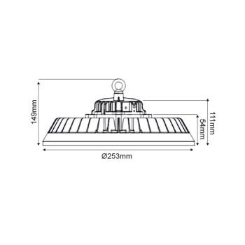 ^LED HIGH BAY ADJUSTABLE WATTAGE 60/80/100W 200LM/W 5000K 90° 230V AC IP65 Ra>70 50.000HRS