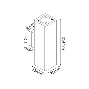 ^ΤΕΤΡΑΓΩΝΟ ΕΠΙΤΟΙΧΟ ΦΩΤΙΣΤΙΚΟ UP-DOWN IP65 2XGU10 ΜΑΥΡΟ ΤΣΙΜΕΝΤΟ