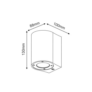 ^ΣΤΡΟΓΓΥΛΟ ΕΠΙΤΟΙΧΟ ΦΩΤΙΣΤΙΚΟ IP65 GU10 ΜΑΥΡΟ ΤΣΙΜΕΝΤΟ