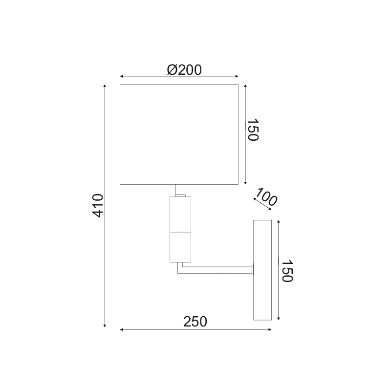 NETTO ΕΠΙΤΟΙΧΟ Φ/Σ 1ΧΕ27 ΜΕΤΑΛΛΙΚΟ ΝΙΚΕΛ+ΓΚΡΙ ΑΜΠΑΖΟΥΡ 20Χ25ΧΗ30CM LUXOR