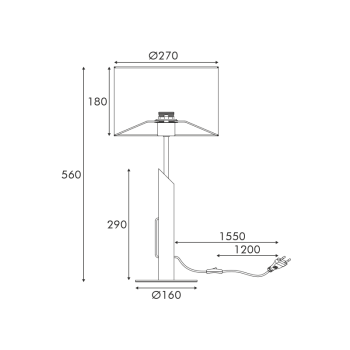 ΕΠΙΤΡΑΠΕΖΙΟ ΜΑΥΡΟ ΜΕΤΑΛΛΟ ΦΥΣΙΚΟ ΞΥΛΟ ΜΠΕΖ ΥΦΑΣΜΑΤΙΝΟ ΚΑΠΕΛΟ 1XΕ27 H56CM D27CM CLIFF
