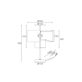 ΕΠΙΤΡΑΠΕΖΙΟ ΜΑΥΡΟ ΜΕΤΑΛΛΟ ΔΥΟ ΕΠΙΠΕΔΩΝ ΜΠΕΖ ΥΦΑΣΜΑΤΙΝΟ ΚΑΠΕΛΟ D36*H50cm 1*E27 ANAFI