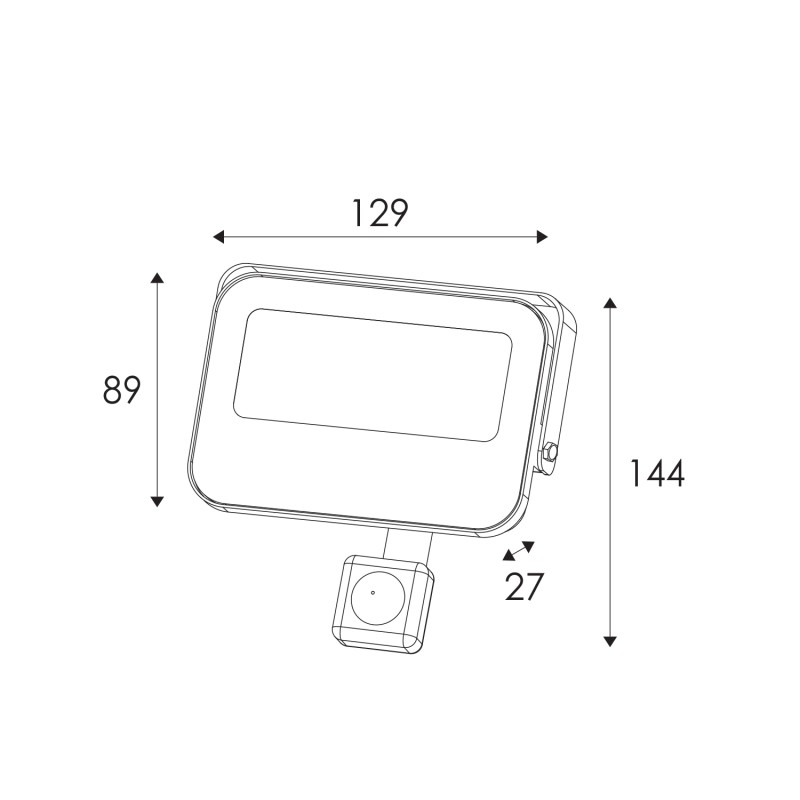 ΠΡΟΒΟΛΕΑΣ LED SMD ΜΑΥΡΟΣ ΜΕ ΑΙΣΘΗΤΗΡΑ 20W 3CCT 2000LM 185-265V RA>80 IP66