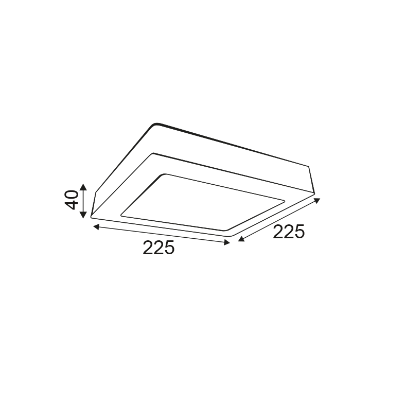 Υ/Κ SQUARE W CEIL.LED SLIMPANEL 20W 6000K 1480Lm230V 225X225Ra80