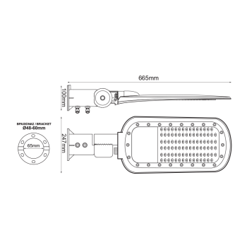 LED STREET LUMINAIRE 150W 18000LM 2200K 140x90˚ CLASS I 230V AC IP66