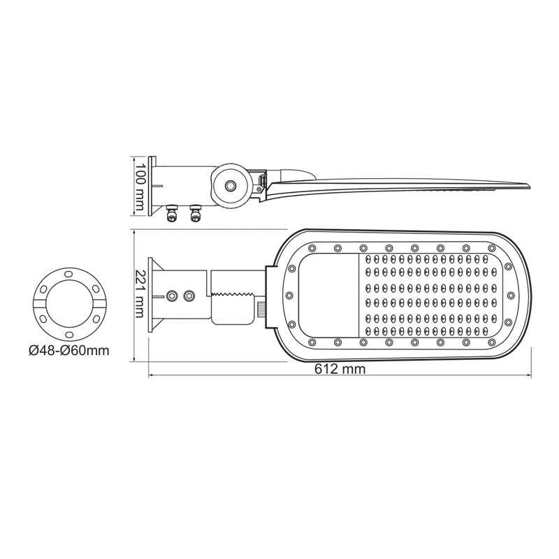 LED STREET LUMINAIRE 150W 20250LM 4000K 140x90˚ CLASS I 230V AC IP66