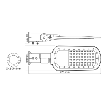 LED STREET LUMINAIRE 20W 2800LM 4000K 140x90˚ CLASS I 230V AC IP66