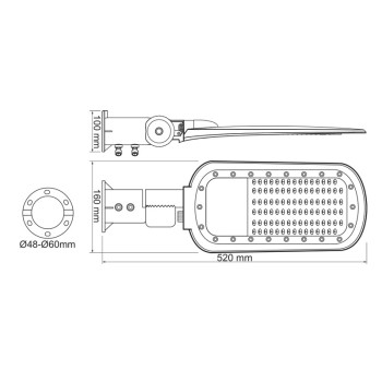 LED STREET LUMINAIRE 40W 5600LM 4000K 140x90˚ CLASS I 230V AC IP66