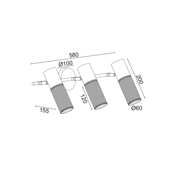 NETTO ΕΠΙΤΟΙΧΟ Φ/Σ 3ΧΕ27 ΜΑΥΡΟ ΜΕΤΑΛΛΙΚΟ 58Χ16Χ20CM ALCATRAZ