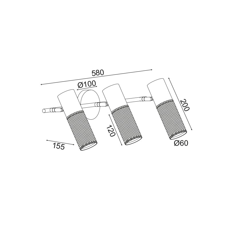 NETTO ΕΠΙΤΟΙΧΟ Φ/Σ 3ΧΕ27 ΜΑΥΡΟ ΜΕΤΑΛΛΙΚΟ 58Χ16Χ20CM ALCATRAZ