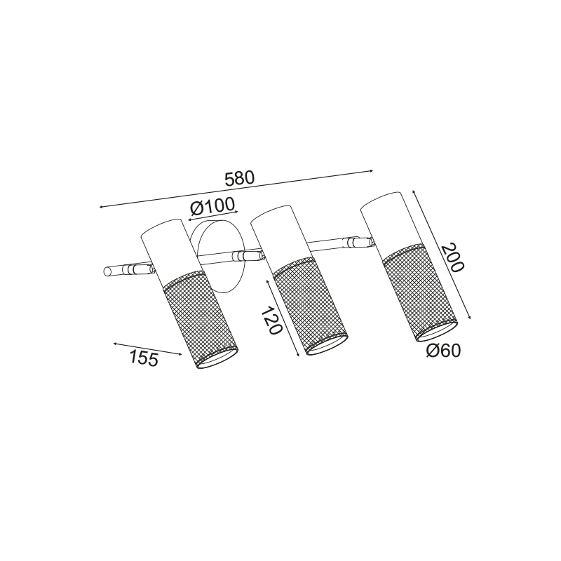 NETTO ΕΠΙΤΟΙΧΟ Φ/Σ 3ΧΕ27 ΜΑΥΡΟ ΜΕΤΑΛΛΙΚΟ 58Χ16Χ20CM ALCATRAZ