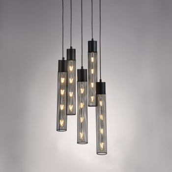 NETTO ΚΡΕΜΑΣΤΟ Φ/Σ 5ΧΕ27 ΜΑΥΡΟ ΜΕΤΑΛΛΙΚΟ D35XH120CM ALCATRAZ NETTO ΚΡΕΜΑΣΤΟ Φ/Σ 5ΧΕ27 ΜΑΥΡΟ ΜΕΤΑΛΛΙΚΟ D35XH120CM ALCATRAZ