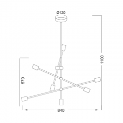 ΚΡΕΜΑΣΤΟ Φ/Σ 7ΧΕ27 ΜΕΤΑΛΛΙΚΟ ΜΑΥΡΟ Φ80ΧΗ130CM LUTHER