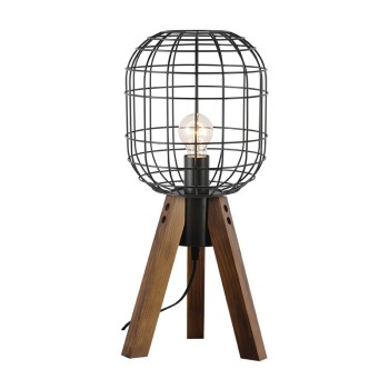 NETTO ΕΠΙΤΡΑΠΕΖΙΟ Φ/Σ 1ΧΕ27 ΜΕΤΑΛΛΙΚΟ ΜΑΥΡΟ+ΞΥΛΟ Φ25ΧΗ51,5CM PROMETHEUS