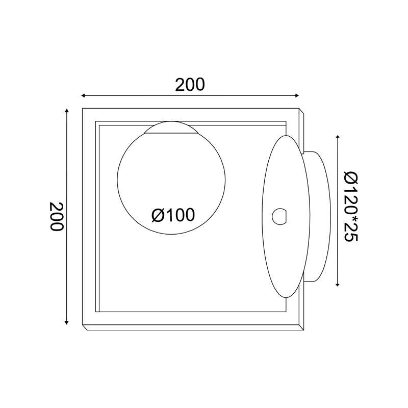 ^ΕΠΙΤΟΙΧΟ Φ/Σ 1xG9 QUADRO ΜΑΥΡΟ ΜΕΤ/ΚΟ +ΛΕΥΚΟ ΓΥΑΛΙ 22Χ15Χ20CM