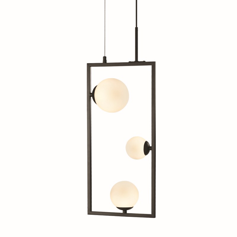 ^ΚΡΕΜΑΣΤΟ Φ/Σ 3xG9 QUADRO ΜΑΥΡΟ ΜΕΤ/ΚΟ +ΛΕΥΚΟ ΓΥΑΛΙ 25Χ12Χ120CM