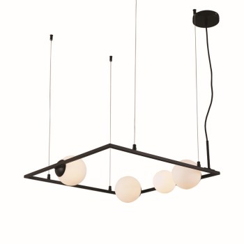 ^ΚΡΕΜΑΣΤΟ Φ/Σ 4xG9 QUADRO ΜΑΥΡΟ ΜΕΤ/ΚΟ +ΛΕΥΚΟ ΓΥΑΛΙ 58Χ58Χ120CM