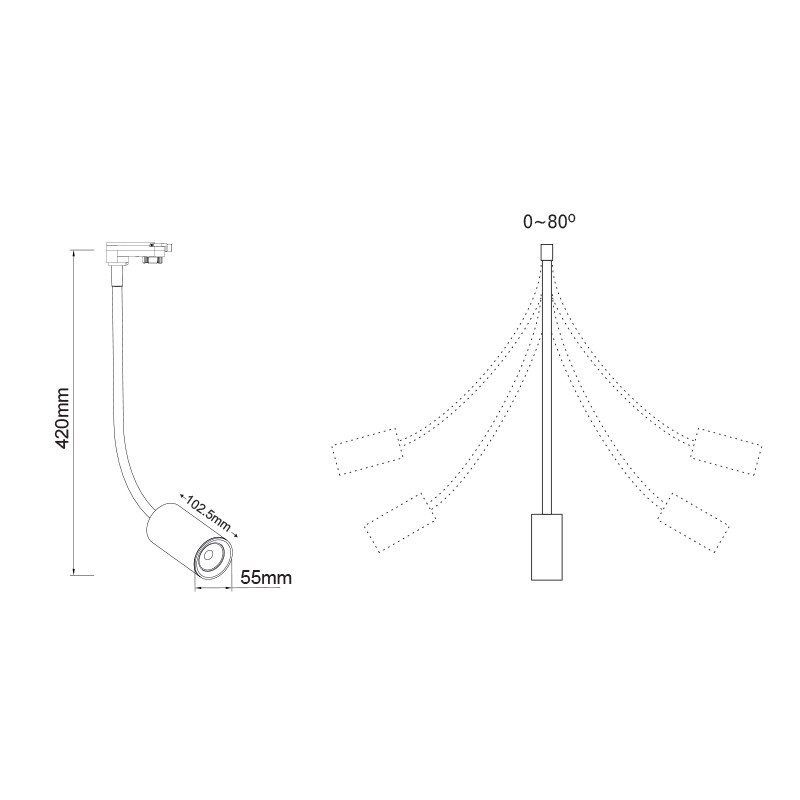WHITE LED TRACK LIGHT 10W 4000K 4WIRES 24° 900LM 230V Ra80