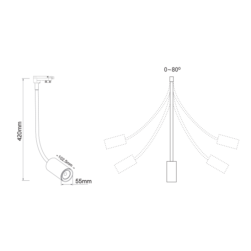 WHITE LED TRACK LIGHT 10W 4000K 4WIRES 24° 900LM 230V Ra80