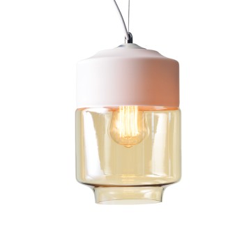 NETTO ΚΡΕΜΑΣΤΟ ΛΕΥΚΟ ΜΕΤΑΛΛΟ ΓΥΑΛΙ Φ17,8CM 1XE27