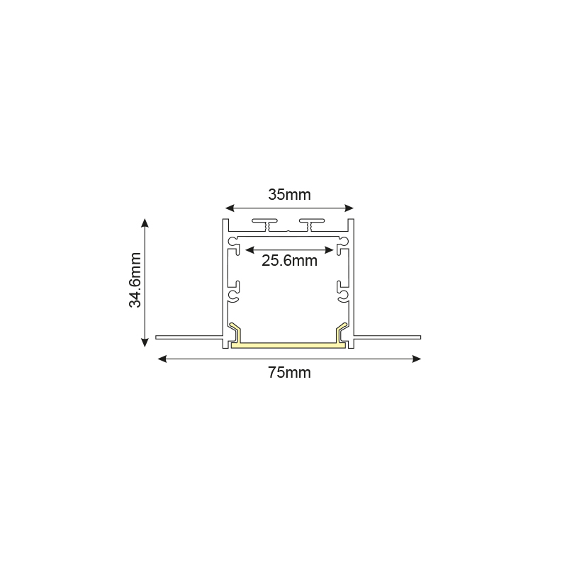 WINT ALUMINUM PROFILE P235 WITH OPAL PC DIFFUSER 2m/pc WINT ALUMINUM PROFILE P235 WITH OPAL PC DIFFUSER 2m/pc