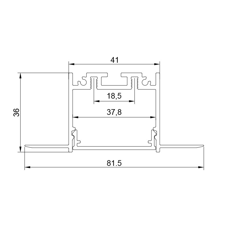 AISH BLACK ALUMINUM TRIMLESS PROFILE 2.5m/pc WITHOUT COVER