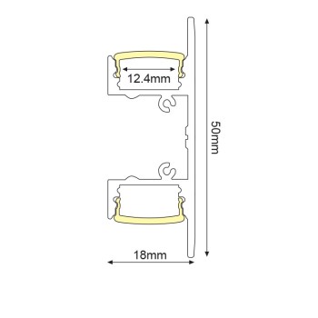 UPDOWN ΠΡΟΦΙΛ ΑΛΟΥΜΙΝΙΟΥ P50ΝU ΜΕ ΟΠΑΛ PC ΚΑΛΥΜΜΑ 2m/pc
