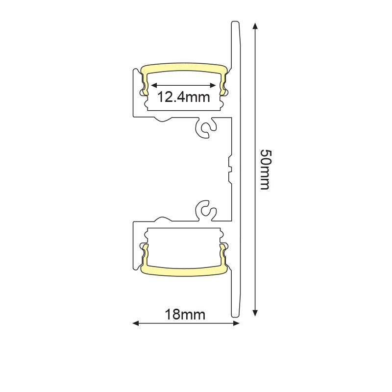 UPDOWN ΠΡΟΦΙΛ ΑΛΟΥΜΙΝΙΟΥ P50ΝU ΜΕ ΟΠΑΛ PC ΚΑΛΥΜΜΑ 2m/pc