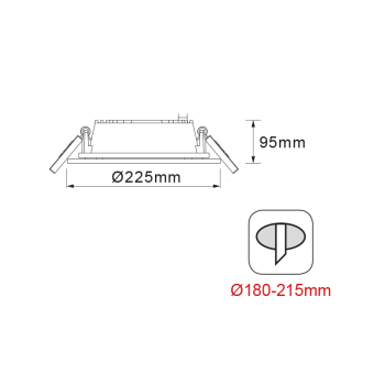 NETTO LED COB RECESSED LUMINAIRE PARO 50W 3000K 4.100Lm 90° 230V RA>80