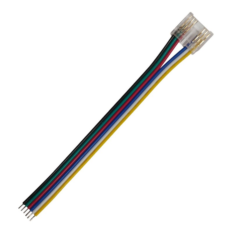CONNECTOR FOR COB RGB CCT STRIP 12mm PCB WIDTH-10CM 6 WIRES ON THE END 