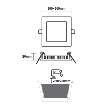 ΛΕΥΚΟ ΤΕΤΡΑΓΩΝΟ LED ΠΑΝΕΛ ΧΩΝΕΥΤΟ 23W 4000K 2120Lm 300x300mm 230V AC Ra80