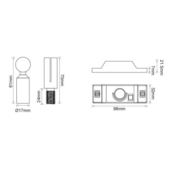 ROOFPATH SET OF 2PCS WHITE BASE HOLDER WITH 45° ADJUSTABLE ROD