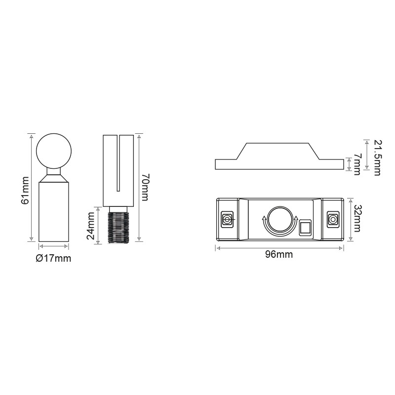 ROOFPATH SET OF 2PCS WHITE BASE HOLDER WITH 45° ADJUSTABLE ROD