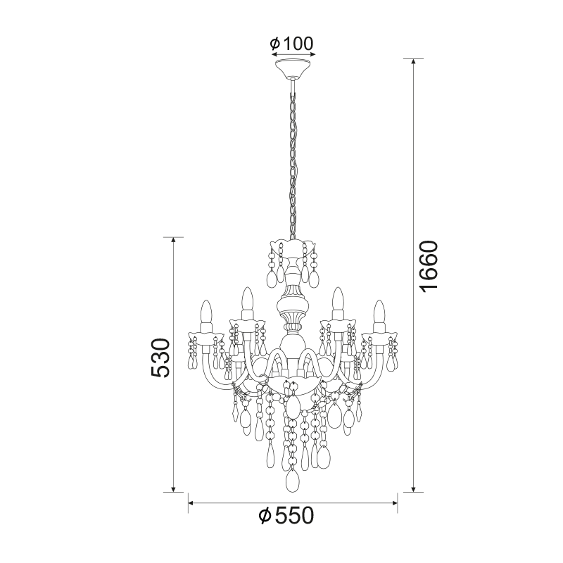 ΚΡΕΜΑΣΤΟ ΜΑΥΡΟ ΑΚΡΥΛΙΚΟ 6X40W E14 PEGASUS