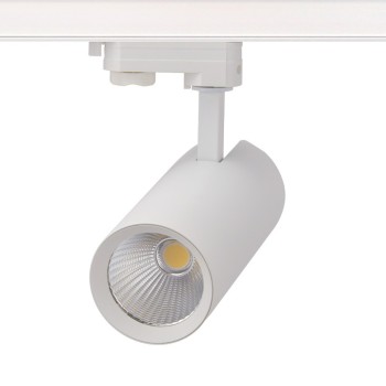 SAND WHITE LED TRACK LUMINAIRE 27W 3000K 3-PHASE 36° 3120LM 230V AC Ra80 Φ74*170MM 5YRS