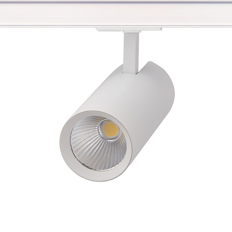 SAND WHITE LED TRACK LUMINAIRE 27W 4000K 1-PHASE 36° 3150LM 230V AC Ra80 Φ74*170MM 5YRS