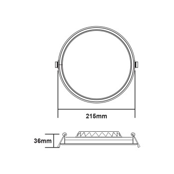 Υ/Κ LED PANEL WHITE ROUND 22W 3000K 2150Lm  Φ225x28mm 230V AC Ra80