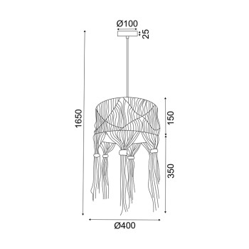 ^ΚΡΕΜΑΣΤΟ Φ/Σ 1ΧΕ27 THASSOS ΕΚΡΟΥ ΜΑΚΡΑΜΕ ΜΑΛΛΙΝΟ D40XH165CM